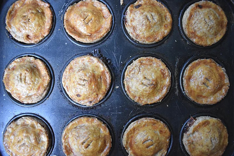 Muffin tin of Mini Cheese and Onion Pies